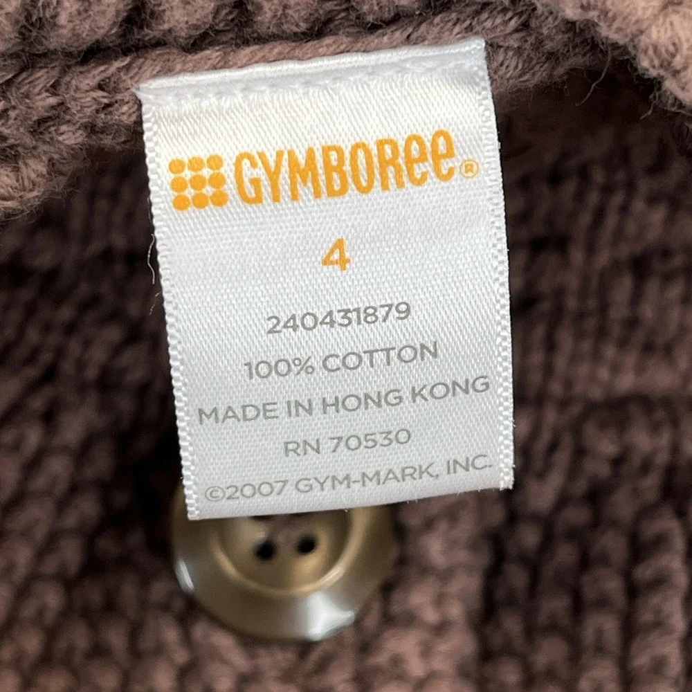 Gymboree Brown Waffle Knit Sweater Button Up Tank Top Cardigan Size 4